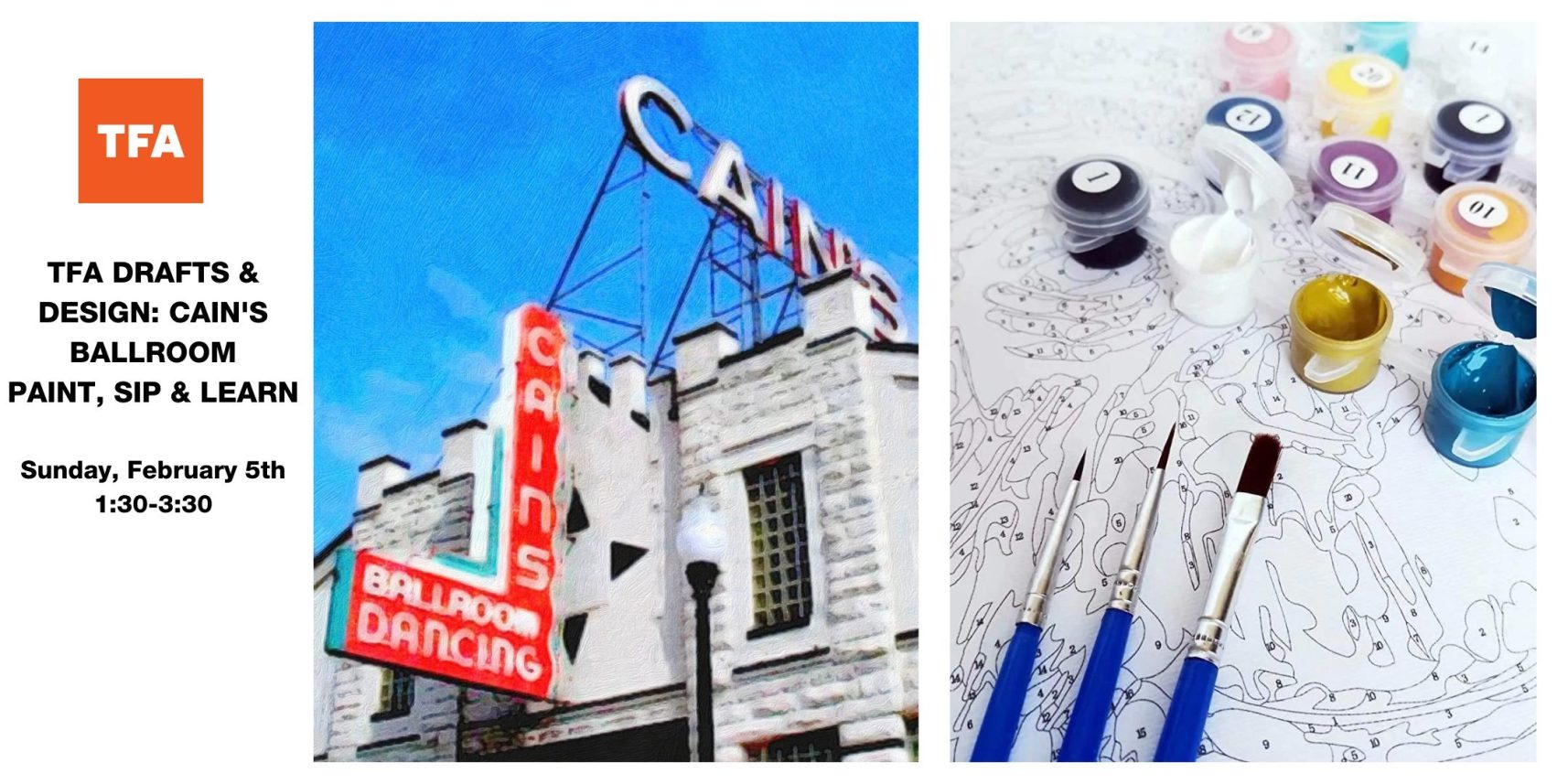 TFA Drafts & Design Cain’s Ballroom Paint, Sip & Learn at Cabin Boy’s